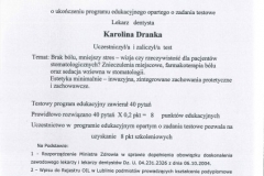 Certyfikat - Lekarz dentysta Karolina Dranka