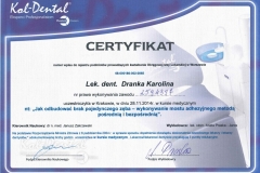 Certyfikat - Lekarz Karolina Dranka - Dentysta Rzeszów