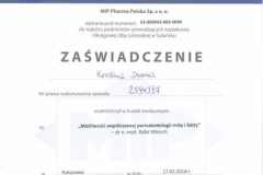 Certyfikat - Lekarz dentysta Karolina Dranka - Współczesna stomatologia